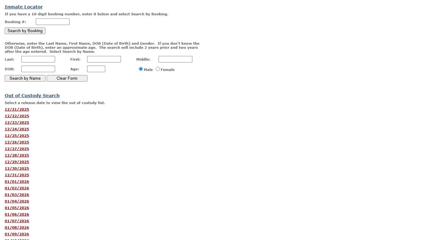 County of San Bernardino Inmate Locator